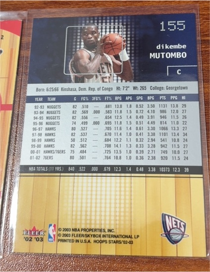2002-03 Fleer NBA Hoops Stars #155 Dikembe Mutombo — front