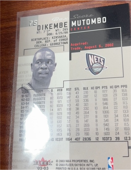 2002-03 Fleer Box Score #75 Dikembe Mutombo — front