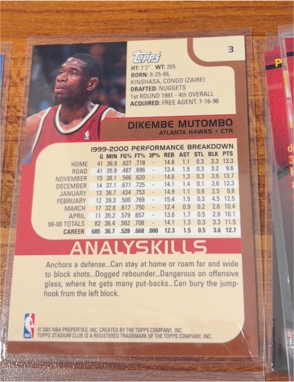 2001 Topps #3 Dikembe Mutombo — front
