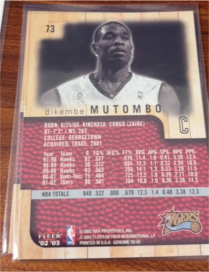 2002-03 Fleer Genuine #73 Dikembe Mutombo — front