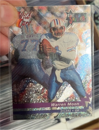 1992 Wild Card #SS-6 Warren Moon Stat Smashers Houston Oilers — front