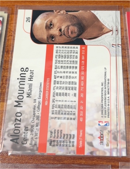 1995-96 NBA Hoops #26 Alonzo Mourning — front