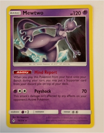 2019 Pokémon TCG Unbroken Bonds #75 Mewtwo — front