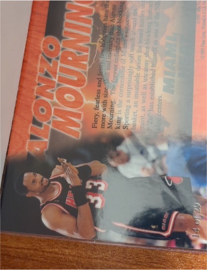 1996 Score Board #REV 3 Alonzo Mourning — front