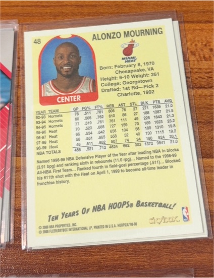 1998 NBA Hoops #48 Alonzo Mourning — front