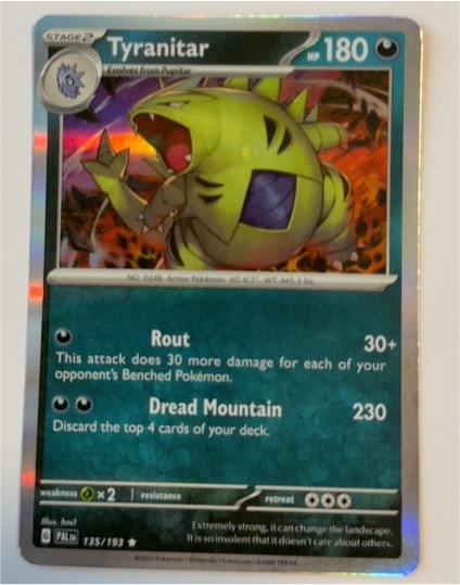 2023 Pokémon TCG Paldea Evolved #135 Tyranitar — front