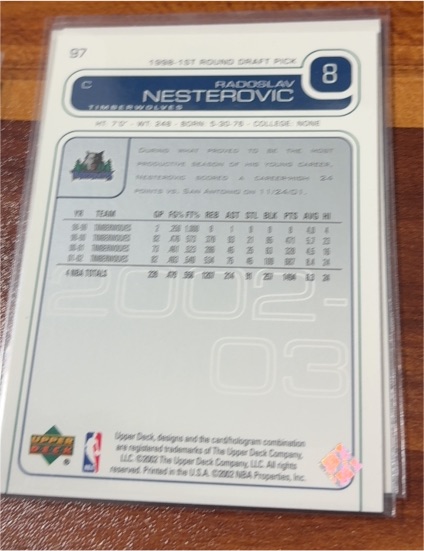 1998 Upper Deck #97 Radoslav Nesterovic — front