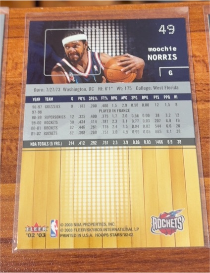 2002-03 NBA Hoops Stars #49 Moochie Norris — front