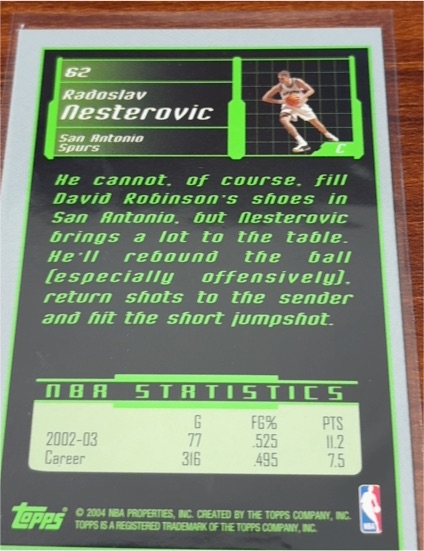 2004 Topps #62 Radoslav Nesterovic — front