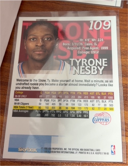 1999-00 Skybox NBA Hoops #109 Tyrone Nesby — front