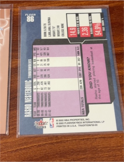 1986 Fleer #02 Rashid Nesterovic — front