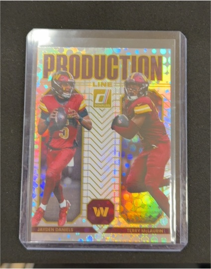 2025 Donruss #8 Jayden Daniels / Terry McLaurin Production Line — front