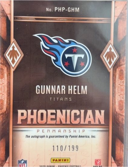 2025 Panini Phoenix Phoenician Penmanship #PHP-GHM Gunnar Helm — front