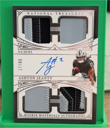 2025 Panini National Treasures Ashton Jeanty Rookie Materials Autographs #RMAQ-AJY — front