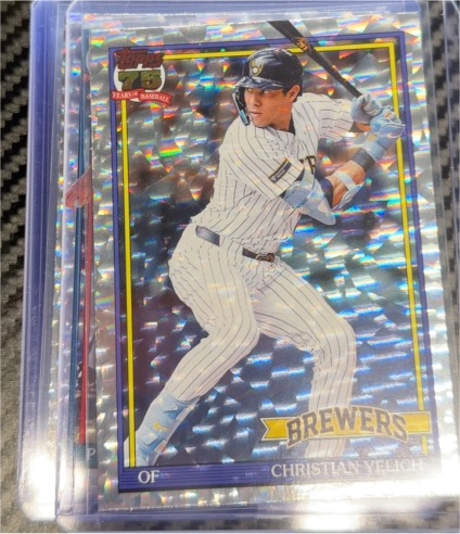 2026 Topps Series 1 1991 Topps 35th Anniversary Crackle Foil #T91-83 Christian Yelich — front