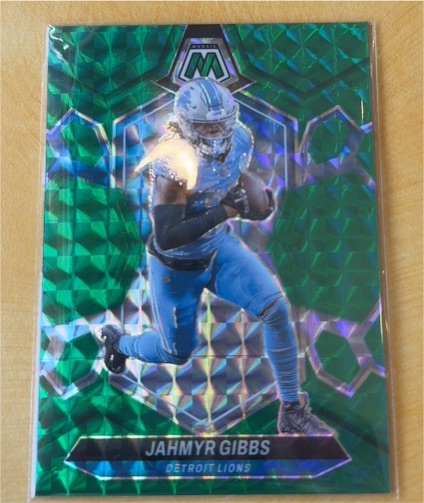 2024 Panini Mosaic #73 Jahmyr Gibbs Green Mosaic Prizm Detroit Lions — front