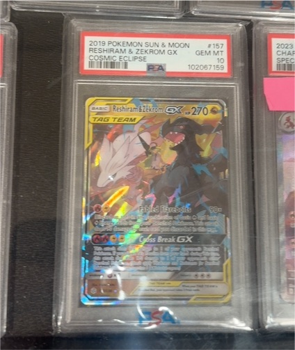 2019 Pokémon Sun & Moon #157 Reshiram & Zekrom GX Cosmic Eclipse — front