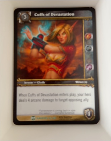 2009 World of Warcraft TCG Blood of Gladiators #161/208 Cuffs of Devastation — front