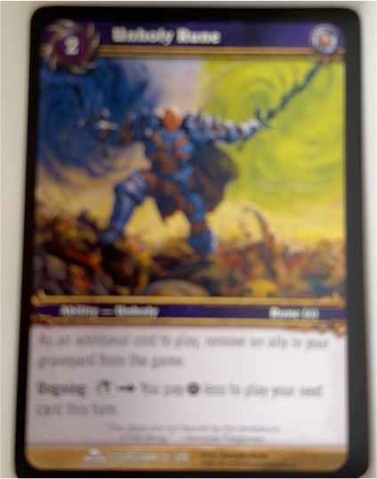 World of Warcraft TCG 2007 #31 Unholy Rune — front