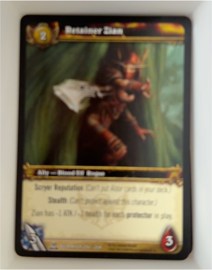 2008 World of Warcraft TCG Servants of the Betrayer #206 Retainer Zian — front