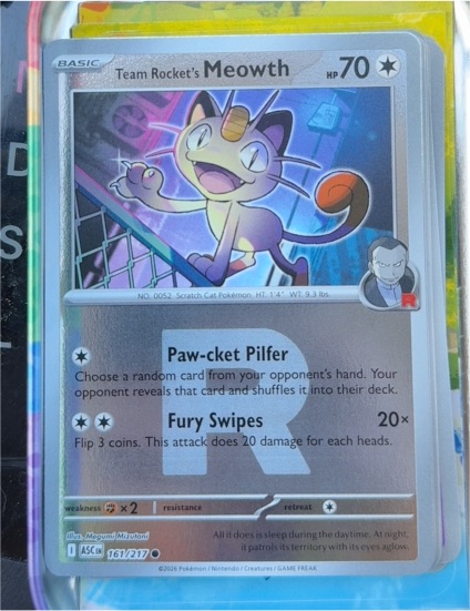 2026 Pokémon Ascended Heroes #161 Team Rocket's Meowth — front