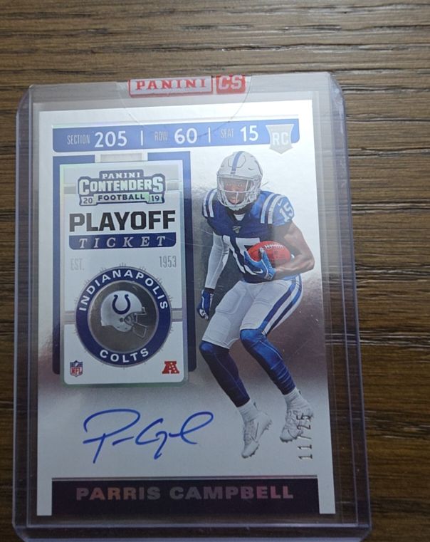 2019 Panini Contenders #117 Parris Campbell Playoff Ticket RC Auto — front