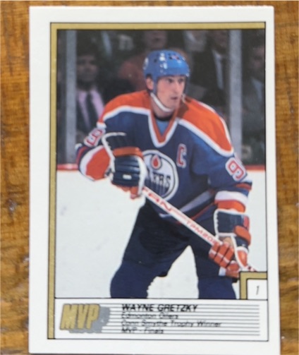 1988-89 O-Pee-Chee #1 Wayne Gretzky MVP Mini Sticker — front