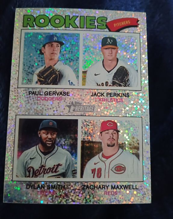 2026 Topps Heritage #375 Rookie Pitchers Paul Gervase Jack Perkins Dylan Smith Zachary Maxwell — front