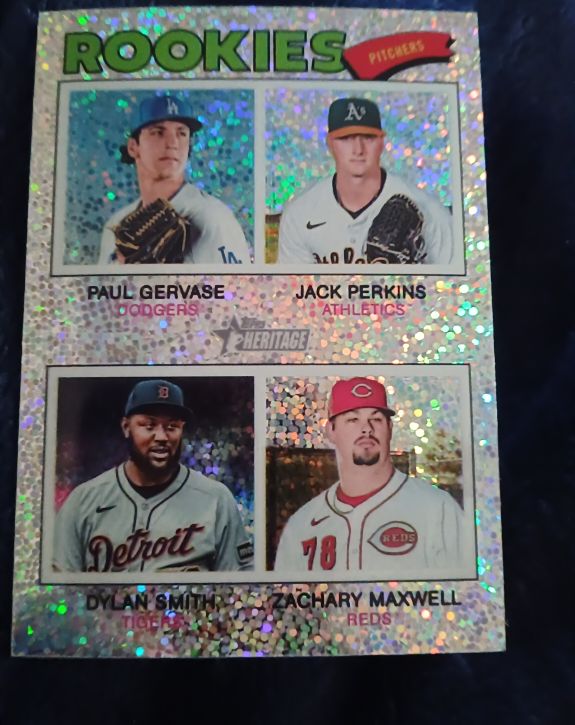 2026 Topps Heritage #375 Quad Rookie Pitchers Paul Gervase Jack Perkins Dylan Smith Zachary Maxwell — front