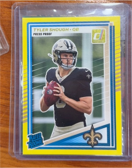 2025 Panini Donruss #304 Tyler Shough Rated Rookie Press Proof Yellow — front