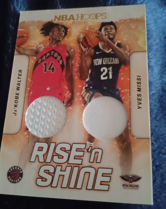 2024-25 Panini NBA Hoops #RSD-JYW Ja'Kobe Walter & Yves Missi Rise n Shine Dual Patch — front