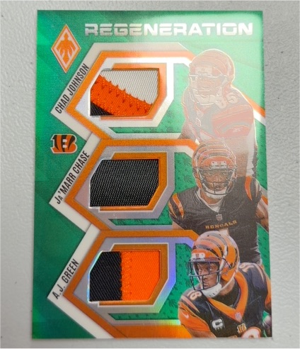 2025 Panini Phoenix Regeneration Triple Patch #RGN-CIN Chad Johnson/Jamarr Chase/A.J. Green — front
