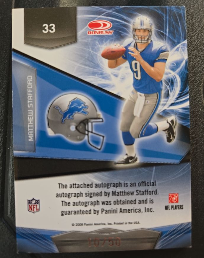 2009 Donruss #33 Matthew Stafford — front