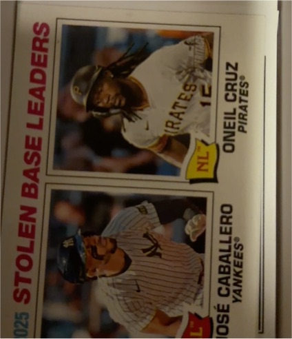 2026 Topps Heritage #4 2025 Stolen Base Leaders Oneil Cruz / Jose Caballero — front
