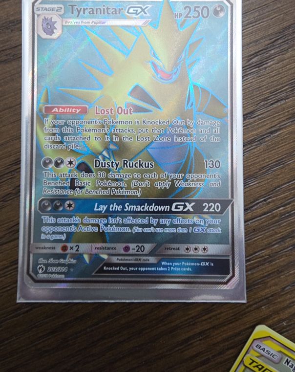 2018 Pokemon SM Lost Thunder #203 Tyranitar GX — front