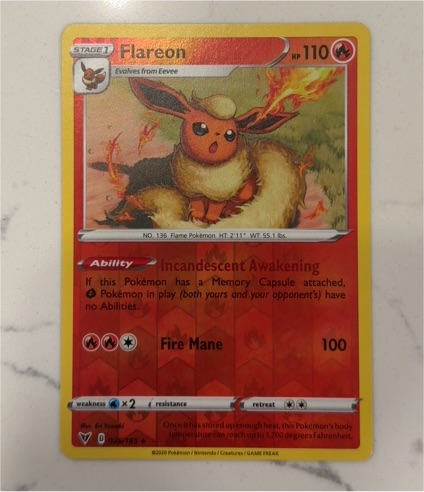 2020 Pokemon TCG Vivid Voltage #026 Flareon — front