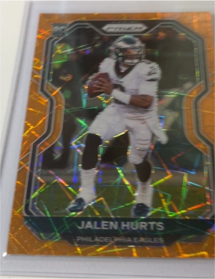 2020 Panini Prizm #343 Jalen Hurts Orange Lazer Prizm Rookie Card — front