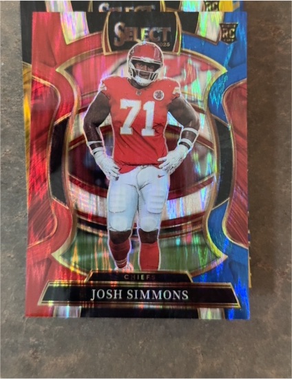 2025 Panini Select #8 Josh Simmons Red & Blue Shock — front