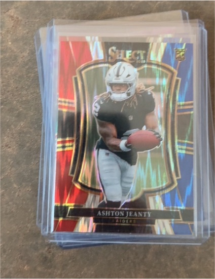 2025 Panini Select #104 Ashton Jeanty Red and Blue Shock Prizm — front
