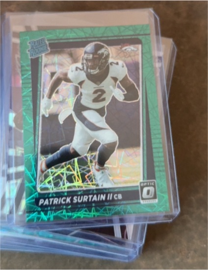 2021 Panini Donruss Optic #244 Patrick Surtain II Green Velocity Prizm Rated Rookie — front