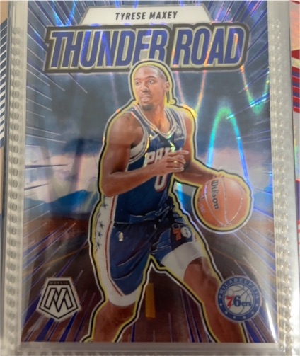 2024-25 Panini Mosaic Thunder Road #12 Tyrese Maxey — front