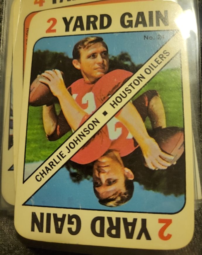 1971 Topps #24 Charlie Johnson 2 Yard Gain Game Card Houston Oilers — front