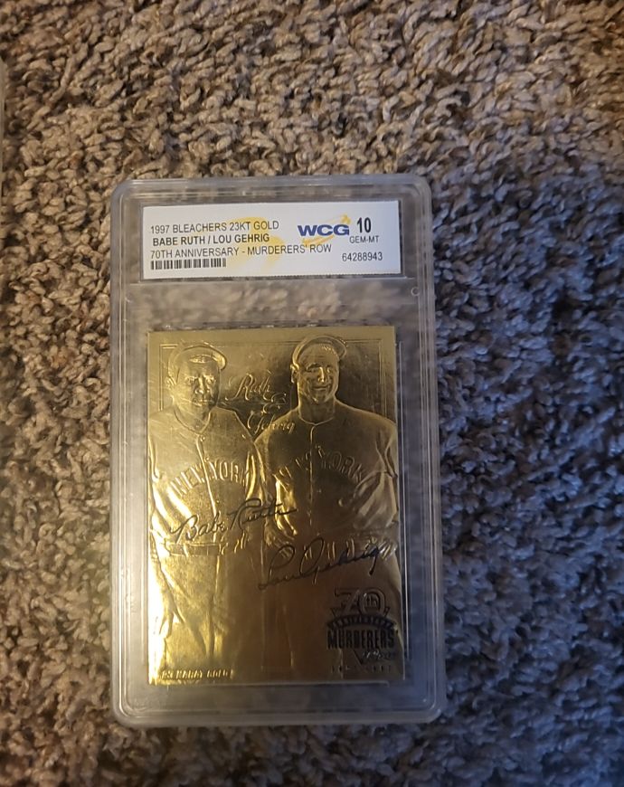 1997 Bleachers 23KT Gold #1334A Babe Ruth Lou Gehrig — front