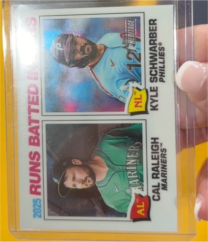 2026 Topps Heritage #3 Cal Raleigh / Kyle Schwarber RBI Leaders — front