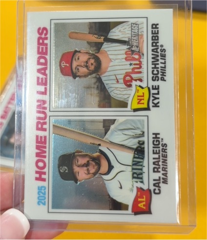 2026 Topps Heritage Chrome #2 Cal Raleigh / Kyle Schwarber Home Run Leaders — front