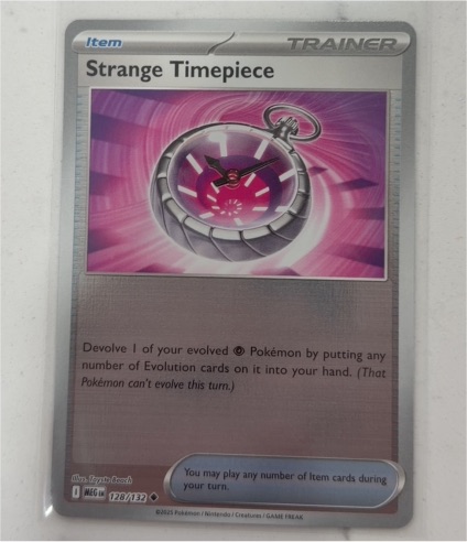 2025 Pokémon Mega Evolution #128 Strange Timepiece — front