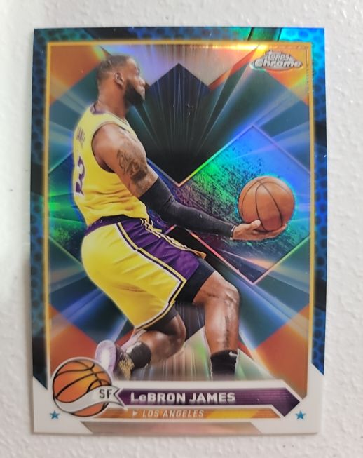 2023-24 Topps Chrome #23 LeBron James Blue Basketball Refractor — front