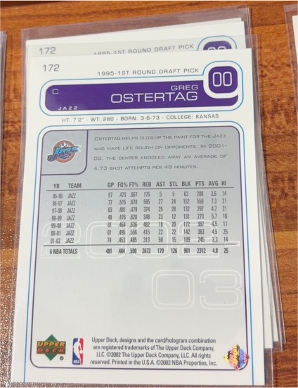 2003 Upper Deck #172 Greg Ostertag — front