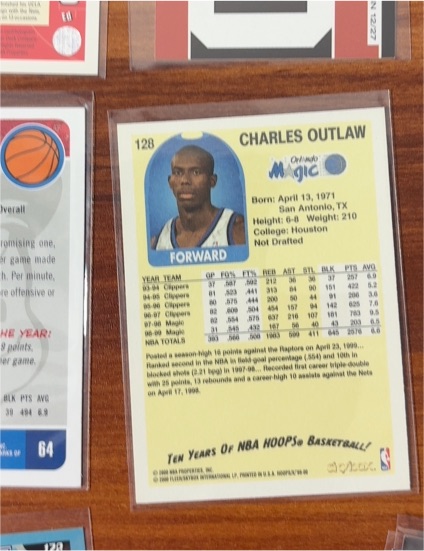 1999 NBA Hoops #128 Charles Outlaw — front