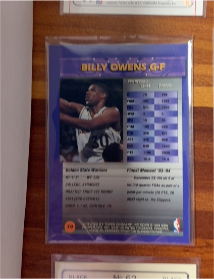 1993 Fleer #70 Billy Owens — front